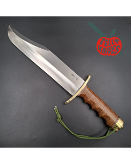 Randall Made Knives Model 12-11 Smithsonian Bowie forged carbon steel stacked leather handle brass guard and pommel