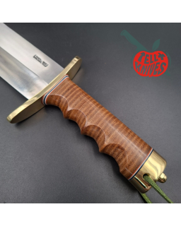 Randall Made Knives Model 12-11 Smithsonian Bowie forged carbon steel stacked leather handle brass guard and pommel