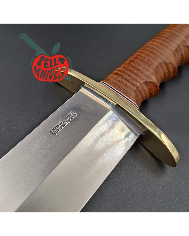 Randall Made Knives Model 12-11 Smithsonian Bowie forged carbon steel stacked leather handle brass guard and pommel