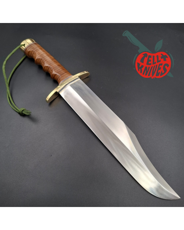 Randall Made Knives Model 12-11 Smithsonian Bowie forged carbon steel stacked leather handle brass guard and pommel