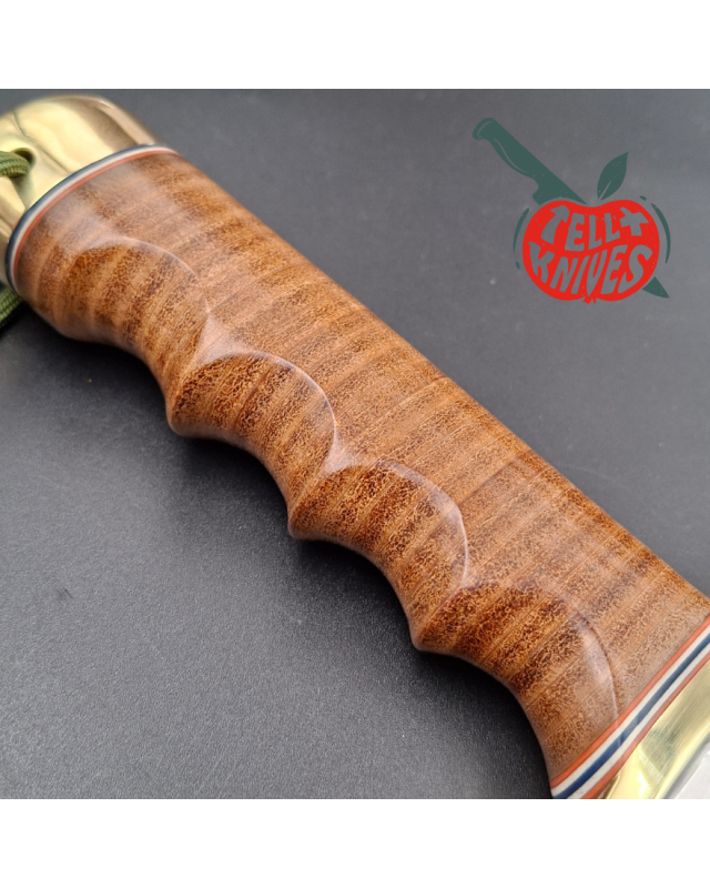 Randall Made Knives Model 12-11 Smithsonian Bowie forged carbon steel stacked leather handle brass guard and pommel