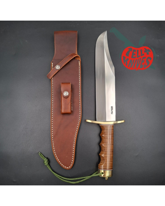 Randall Made Knives Model 12-11 Smithsonian Bowie forged carbon steel stacked leather handle brass guard and pommel