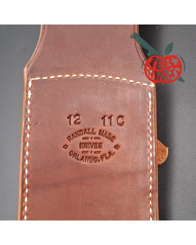 Randall Made Knives Model 12-11 Smithsonian Bowie forged carbon steel stacked leather handle brass guard and pommel