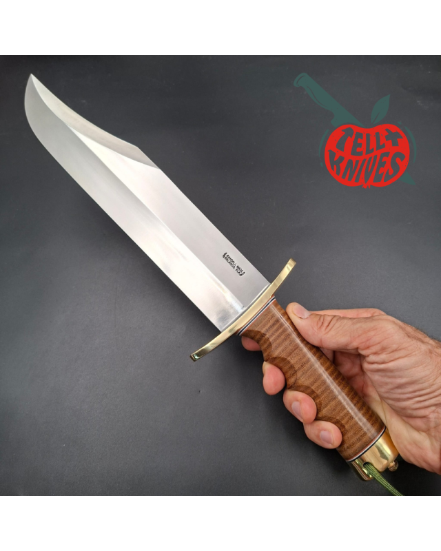 Randall Made Knives Model 12-11 Smithsonian Bowie forged carbon steel stacked leather handle brass guard and pommel
