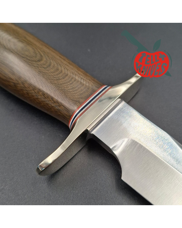 Randall Made Knives Model 12-6 Little Bear forged carbon steel blade green micarta border patrol handle nickel silver guard