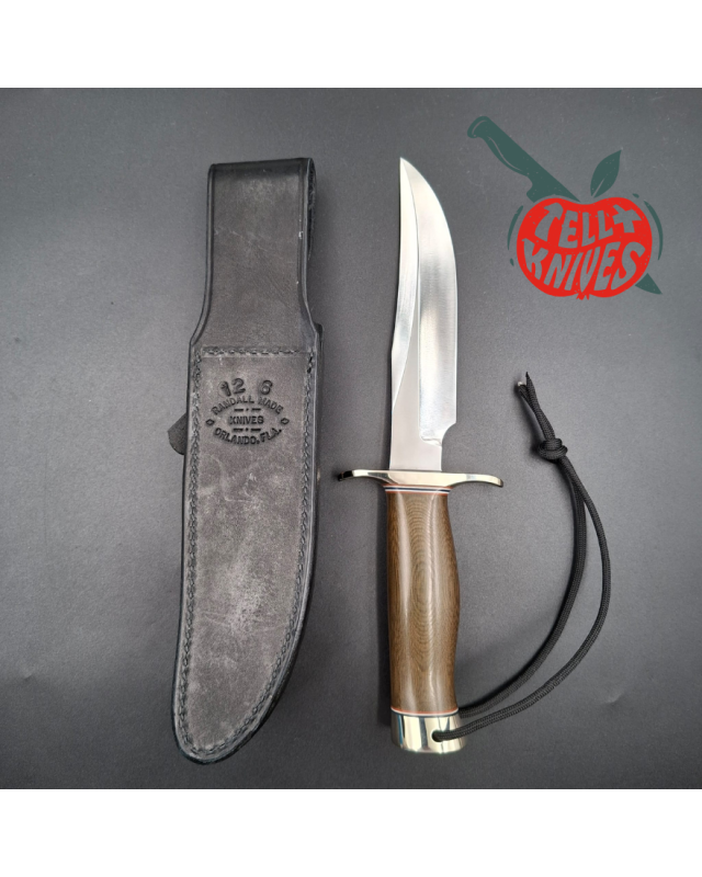 Randall Made Knives Model 12-6 Little Bear forged carbon steel blade green micarta border patrol handle nickel silver guard