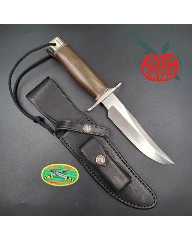 Randall Made Knives Model 12-6 Little Bear forged carbon steel blade green micarta border patrol handle nickel silver guard