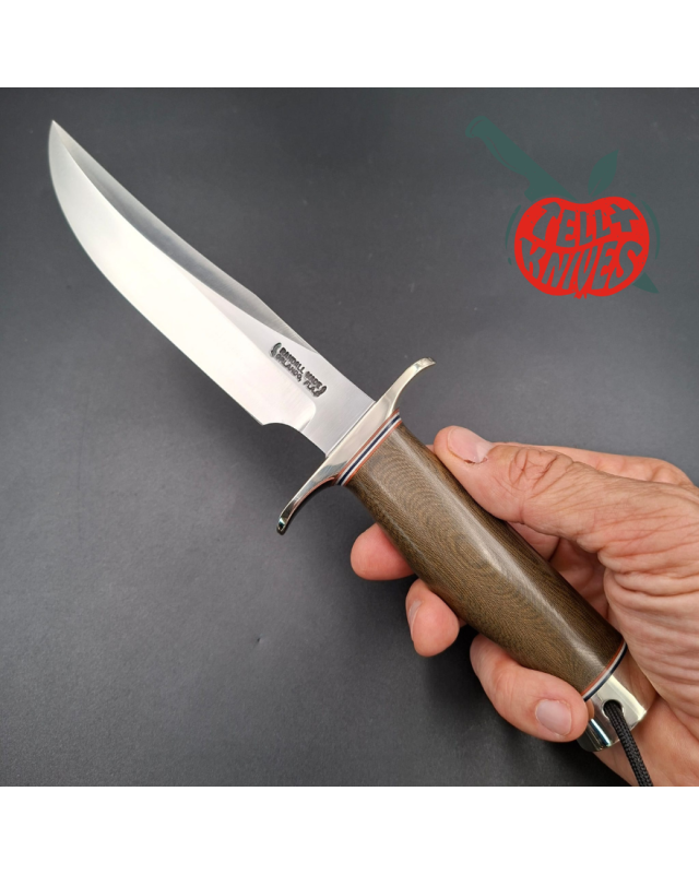 Randall Made Knives Model 12-6 Little Bear forged carbon steel blade green micarta border patrol handle nickel silver guard
