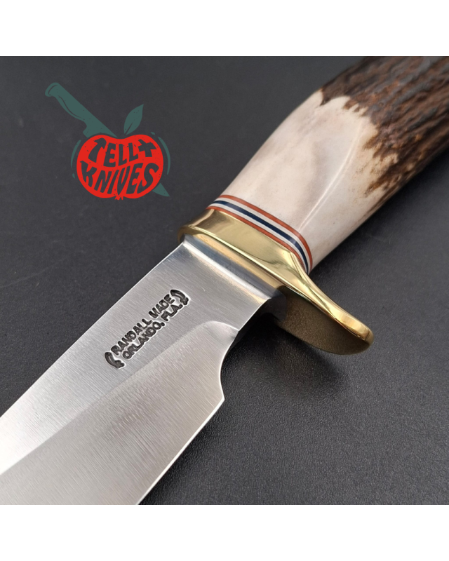 Randall Made Knives Model 26 - 4 Pathfinder forged carbon steel stag handle brass guard and pommel