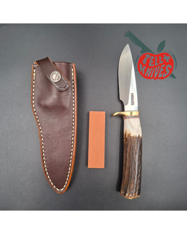 Randall Made Knives Model 26 - 4 Pathfinder forged carbon steel stag handle brass guard and pommel