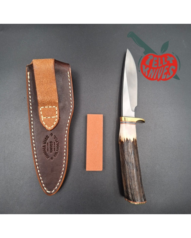 Randall Made Knives Model 26 - 4 Pathfinder forged carbon steel stag handle brass guard and pommel