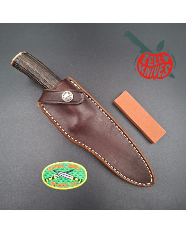 Randall Made Knives Model 26 - 4 Pathfinder forged carbon steel stag handle brass guard and pommel
