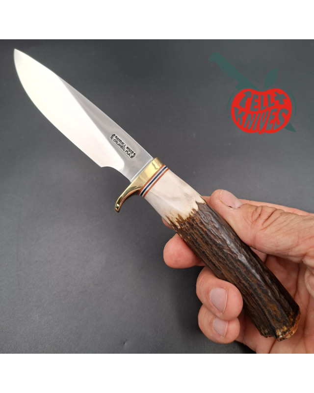 Randall Made Knives Model 26 - 4 Pathfinder forged carbon steel stag handle brass guard and pommel