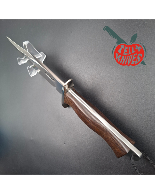 Randall Buxton Fighter Full Tang forged stainless steel nickel silver guard brown micarta handle black leather sheath
