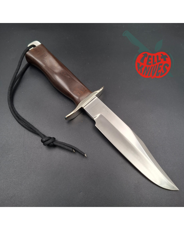 Randall Buxton Fighter Full Tang forged stainless steel nickel silver guard brown micarta handle black leather sheath