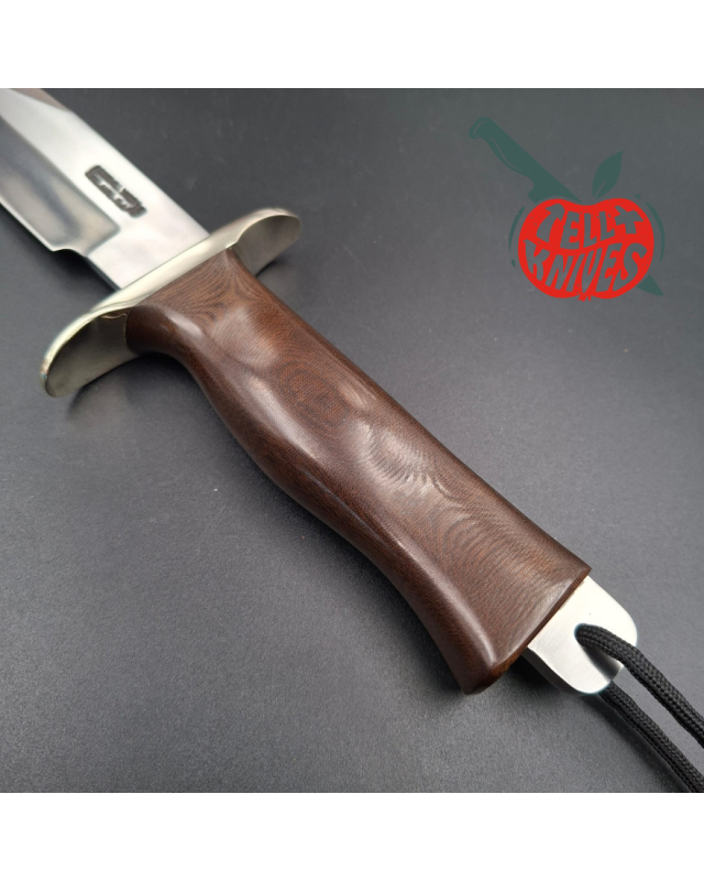 Randall Buxton Fighter Full Tang forged stainless steel nickel silver guard brown micarta handle black leather sheath