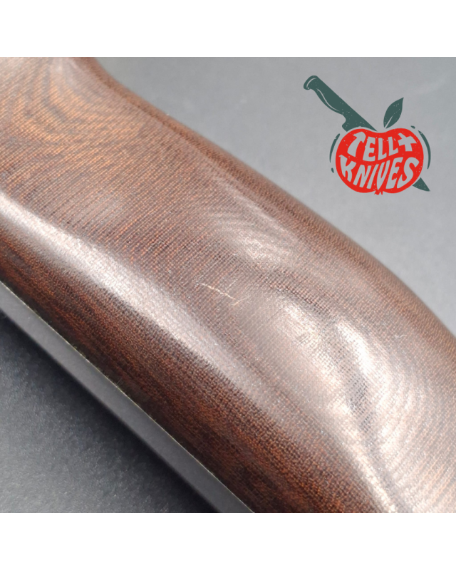 Randall Buxton Fighter Full Tang forged stainless steel nickel silver guard brown micarta handle black leather sheath