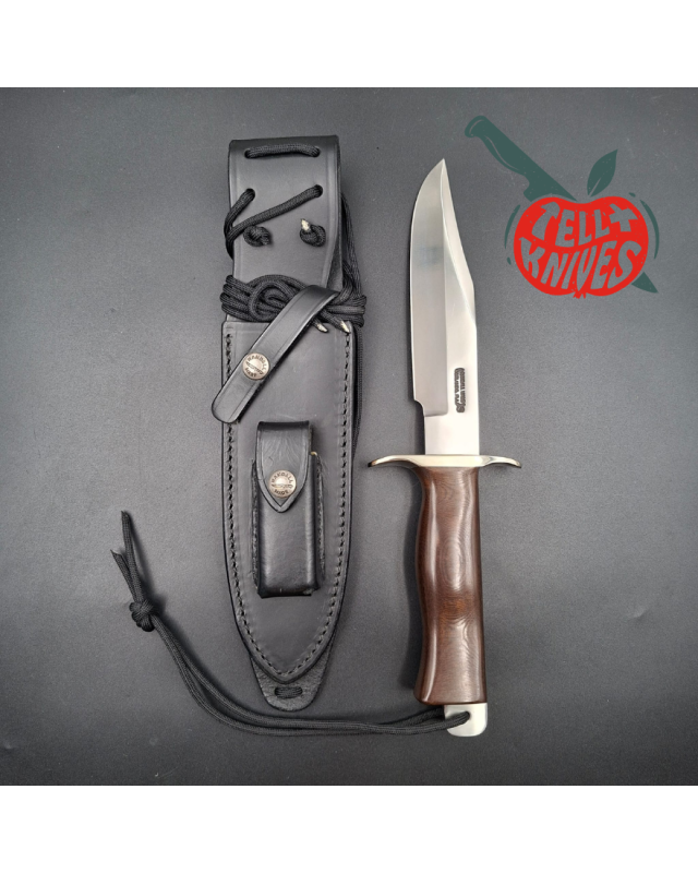 Randall Buxton Fighter Full Tang forged stainless steel nickel silver guard brown micarta handle black leather sheath