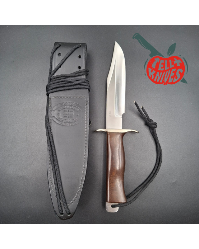 Randall Buxton Fighter Full Tang forged stainless steel nickel silver guard brown micarta handle black leather sheath