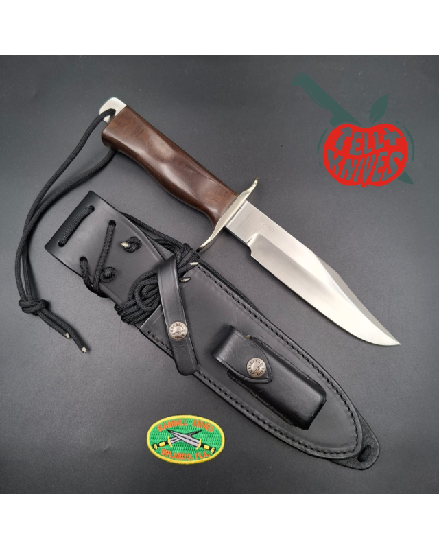 Randall Buxton Fighter Full Tang forged stainless steel nickel silver guard brown micarta handle black leather sheath