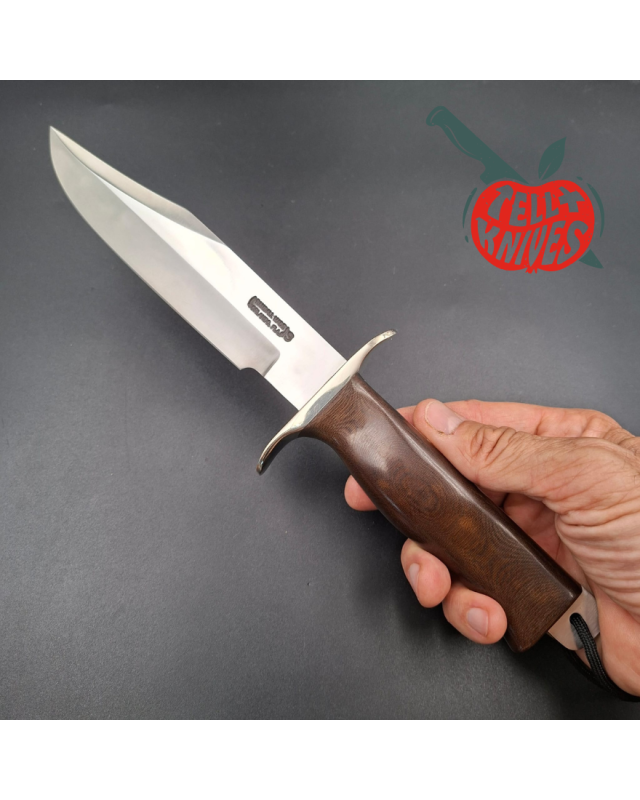 Randall Buxton Fighter Full Tang forged stainless steel nickel silver guard brown micarta handle black leather sheath