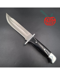 BUCK 1972-1986 124 Frontiersman 420HC steel blade black micarta handle black leather sheath