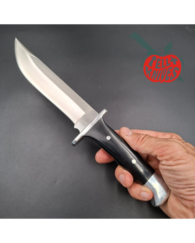 BUCK 1972-1986 124 Frontiersman 420HC steel blade black micarta handle black leather sheath