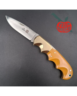 Al Mar 1979-1981 1006 Buzzard AUS6 stainless steel micarta handle brown leather sheath