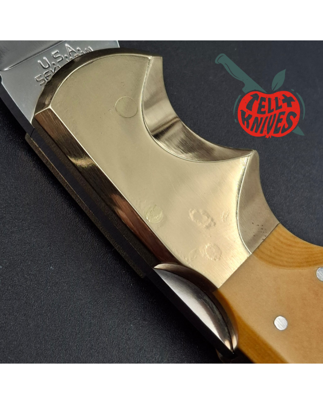 Al Mar 1979-1981 1006 Buzzard AUS6 stainless steel micarta handle brown leather sheath