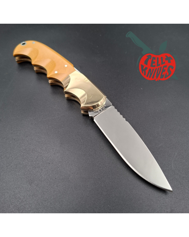 Al Mar 1979-1981 1006 Buzzard AUS6 stainless steel micarta handle brown leather sheath