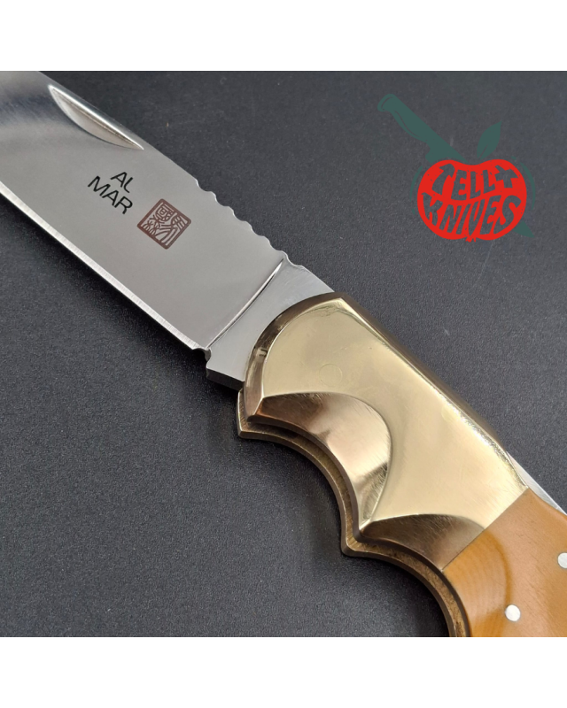 Al Mar 1979-1981 1006 Buzzard AUS6 stainless steel micarta handle brown leather sheath