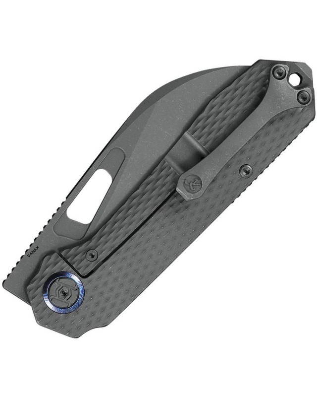 KUNWU Knives Diablo VANAX steel stonewash finish blade Framelock Gray titanium handle