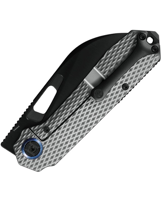 KUNWU Knives Diablo VANAX steel DLC black finish blade Framelock Gray titanium handle