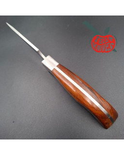 LAKOTA 273 FinWing hunting knife full tang AUS8A stainless steel satin finish blade mahogany wood handle brown leather sheath