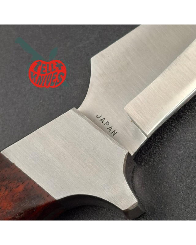 LAKOTA 273 FinWing hunting knife full tang AUS8A stainless steel satin finish blade mahogany wood handle brown leather sheath
