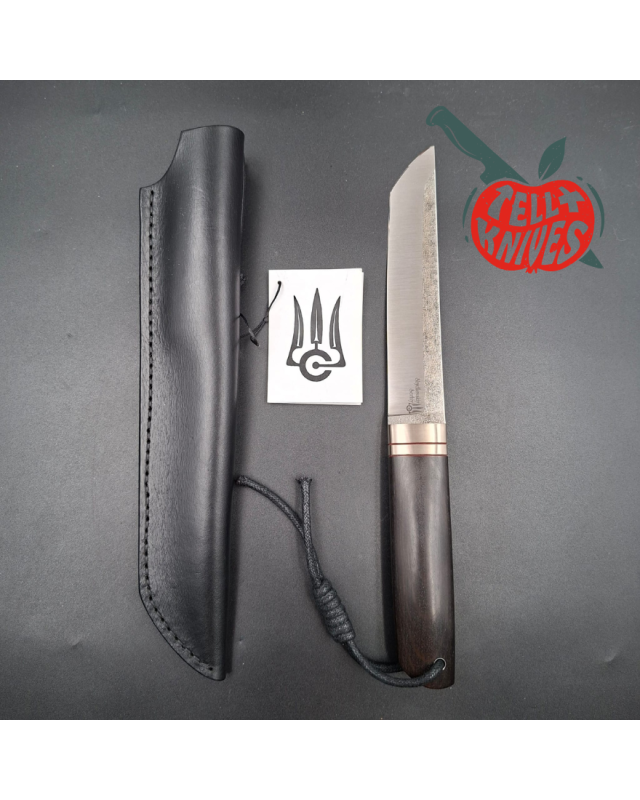 Sergey Shidlovskiy Custom Knives Classic Tanto N690 stainless steel silver nickel guard wenge wood handle