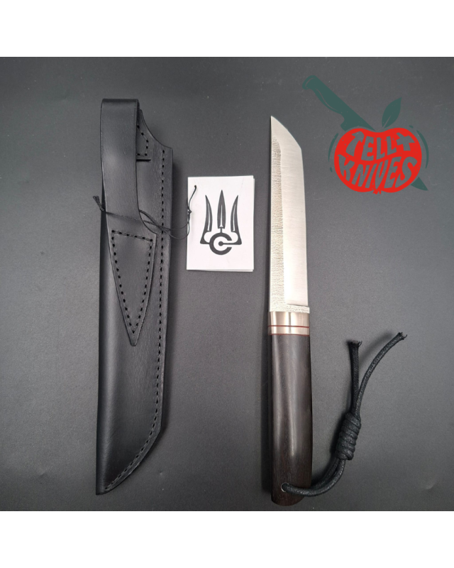 Sergey Shidlovskiy Custom Knives Classic Tanto N690 stainless steel silver nickel guard wenge wood handle
