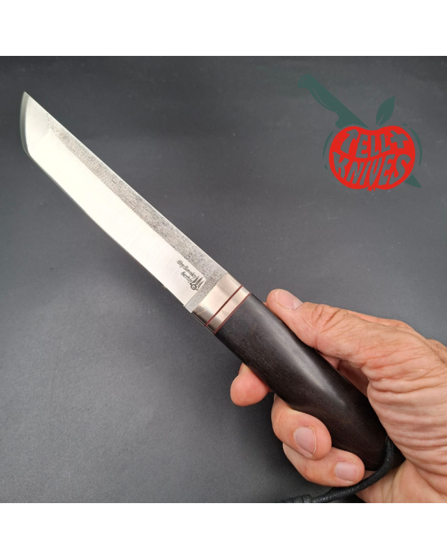 Sergey Shidlovskiy Custom Knives Classic Tanto N690 stainless steel silver nickel guard wenge wood handle
