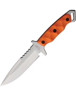 Halfbreed Blades Medium Infantry Knife Gen3 SAN MAI VG-10 Steel satin finish blade orange G10 handle