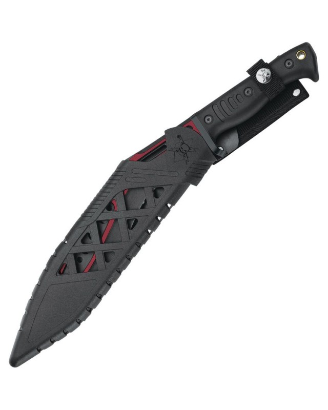 United Cutlery M48 Sabotage Kukri Fighter stainless steel black and red finish blade black rubber handle
