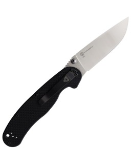 Ontario RAT 1.5 MagnaCut steel drop point satin finish blade Black G10 handle