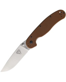 Ontario RAT 1.5 MagnaCut steel drop point satin finish blade Coyote G10 handle
