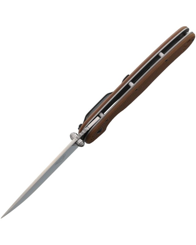 Ontario RAT 1.5 MagnaCut steel drop point satin finish blade Coyote G10 handle