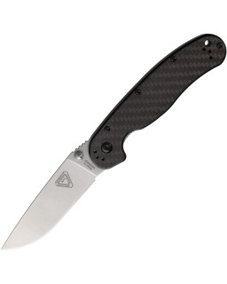 Ontario RAT 1.5 MagnaCut steel drop point satin finish blade Black G10 / Carbon Fiber handle