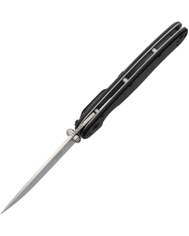 Ontario RAT 1.5 MagnaCut steel drop point satin finish blade Black G10 / Carbon Fiber handle