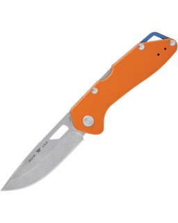 BUCK Knives 724 Mustang stonewash 420HC stainless steel orange aluminium handle USA made