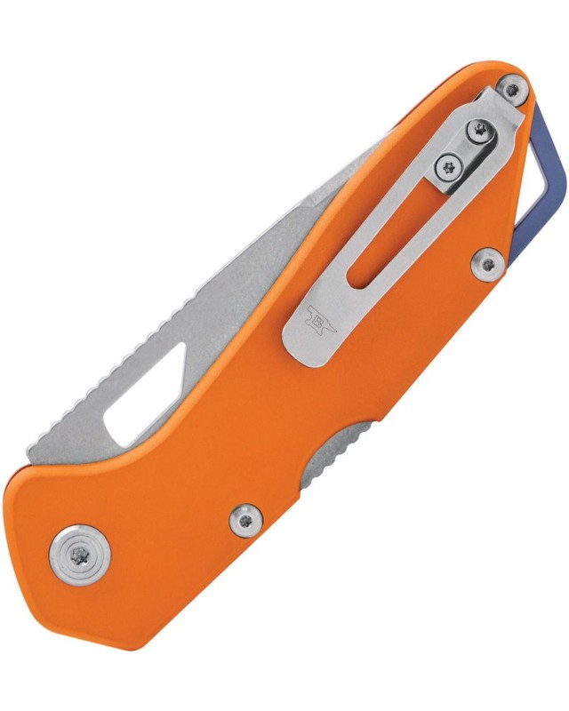 BUCK Knives 724 Mustang stonewash 420HC stainless steel orange aluminium handle USA made