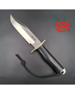 Randall Buxton Fighter Full Tang forged Stainless steel black micarta handle signed brown leather sheath
