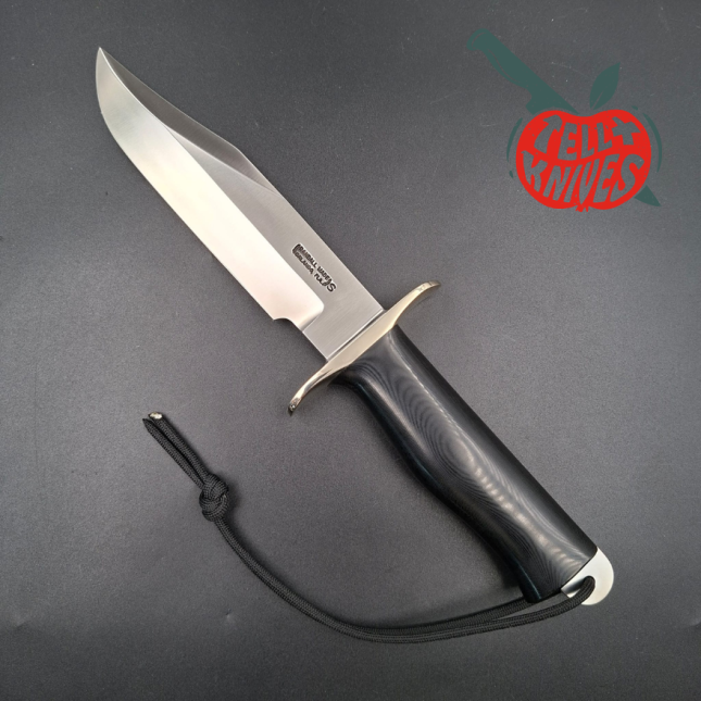 Randall Buxton Fighter Full Tang forged Stainless steel black micarta handle signed brown leather sheath