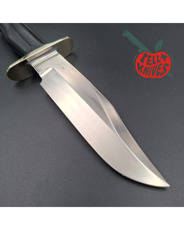 Randall Buxton Fighter Full Tang forged Stainless steel black micarta handle signed brown leather sheath